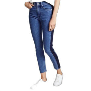 Rag & Bone Mazie Blue High Rise Medium Wash Dark Side Stripe Jeggings Sz 27